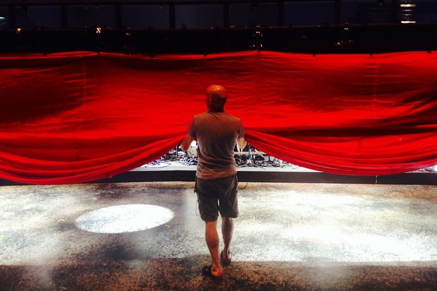 Helping prep the BtD Kabuki curtain during production rehearsals back in August.